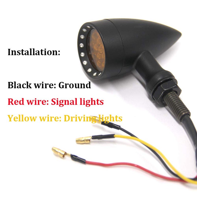 MISS MOLY Bobber Cafe Motorcycle LED Black Bullet Amber Brake Blinker Turn Signal Tail Light - Image 5